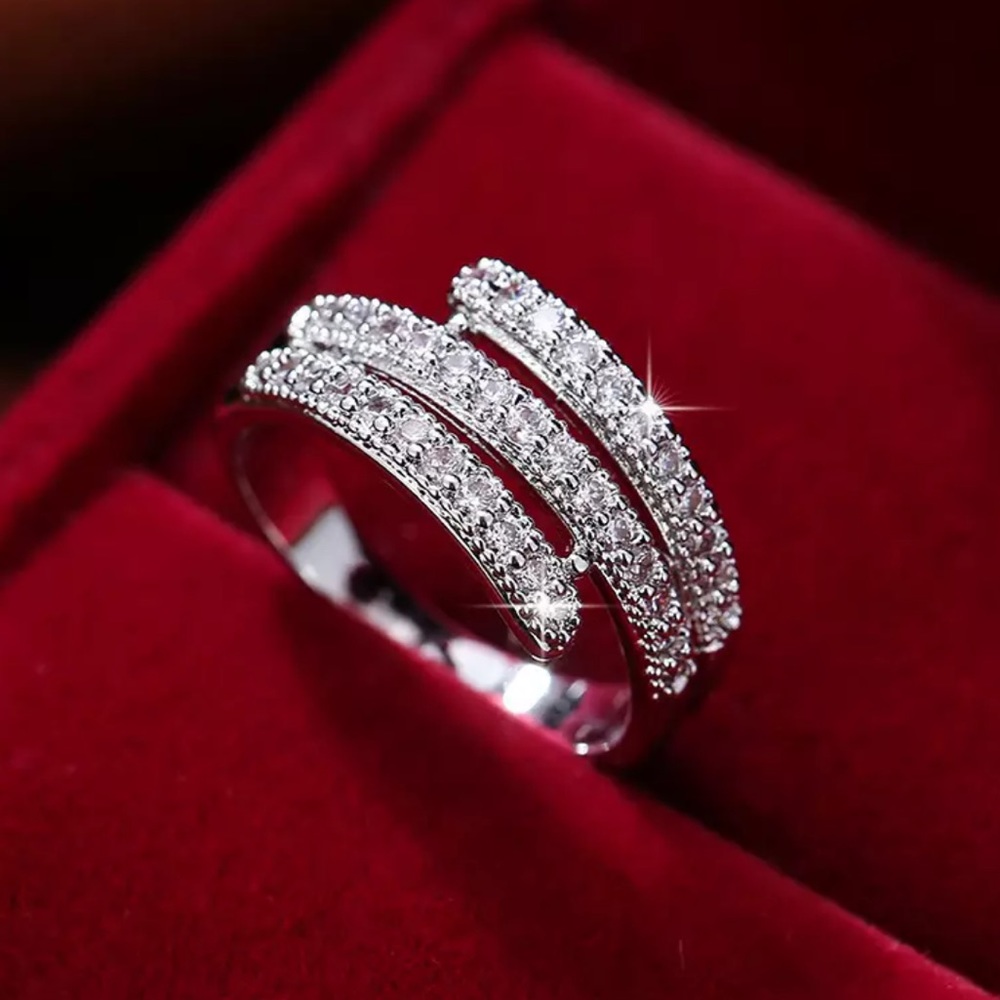 NEW ETERNITY 925 STERLING SILVER DIAMOND BAND RING - Picture 3 of 5